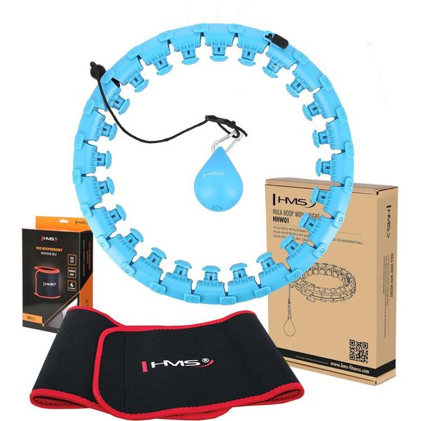 Set Di Hula Hoop Da Massaggio Hms HHW01 Con Pesi E Cintura Dimagrante BR163 Blu-image