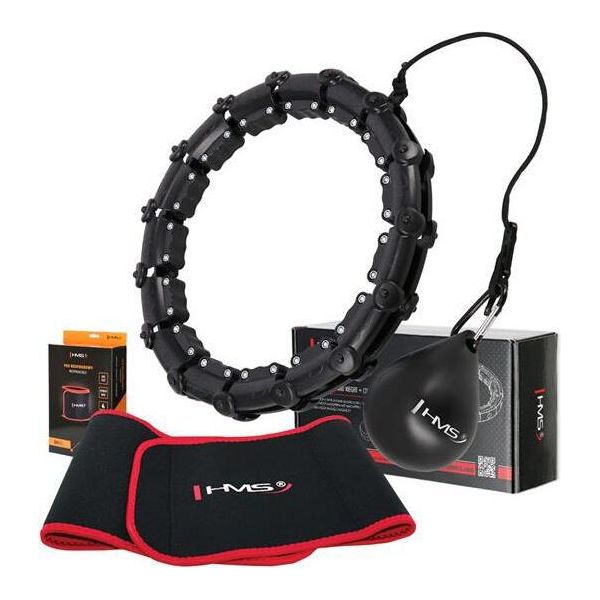 Hms HHW02 Set Per Massaggio Con Hula Hoop, Pesi E Cintura Dimagrante BR163 Nero-image