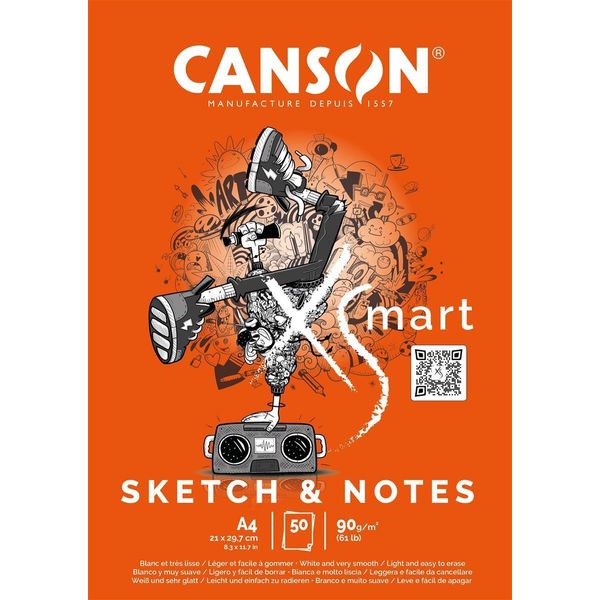 Canson C32250P003 Blocco Da Disegno Per Schizzi - A4, 50 Fogli, 90 G/M², Bianco-image