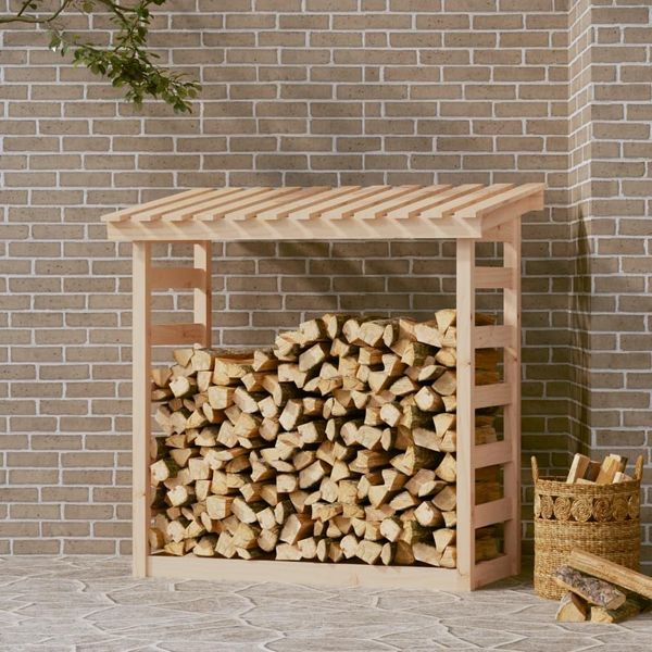 The Living Store Porta Legna 108X64,5X110 Cm In Legno Di Pino Massiccio-image