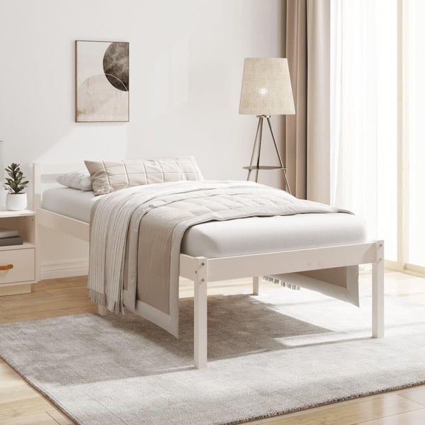 The Living Store Letto Senior Bianco 75X190 Cm In Legno Di Pino Massiccio-image