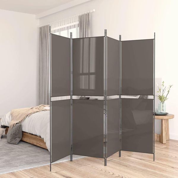 The Living Store Paravento 4 Pz. Paravento Antracite 200X180 Cm-image