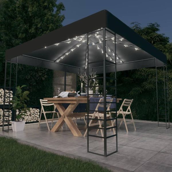 The Living Store Tenda Da Giardino Con Luci Led 3X3 M Antracite-image