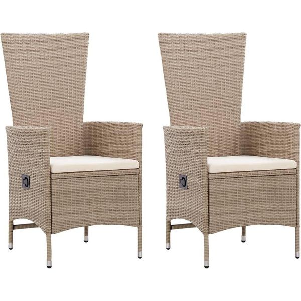 The Living Store Sedie Da Giardino 2 Pezzi Con Cuscini Poly Rattan Beige-image