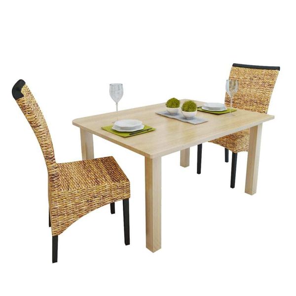 The Living Store Sedie Da Pranzo 2 Pz. Abaca E Mango In Legno Massiccio-image