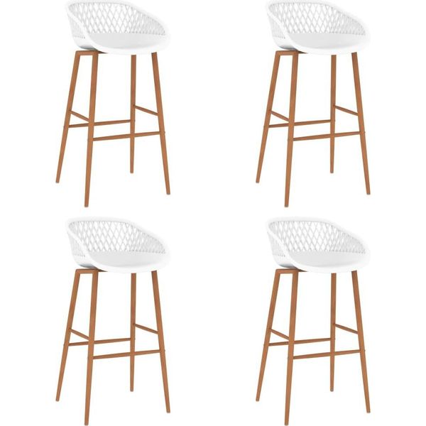 The Living Store Sgabello Da Bar 4 Pezzi. Colore Bianco-image