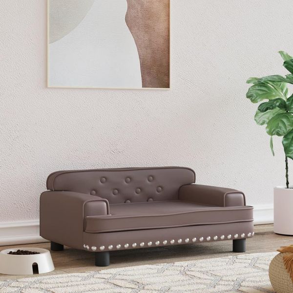 The Living Store Letto Per Cani Marrone 70X45X30 Cm In Pelle Finta-image