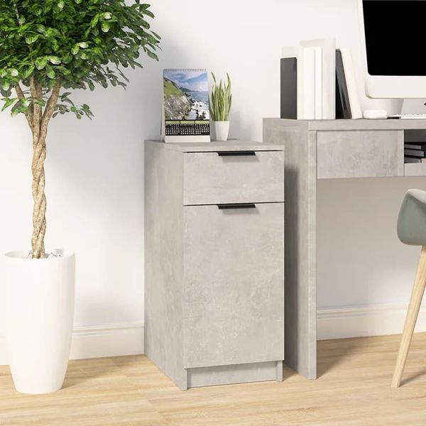 The Living Store Armadio Scrivania Grigio Cemento 33,5X50X75 Cm Materiale Legno-image