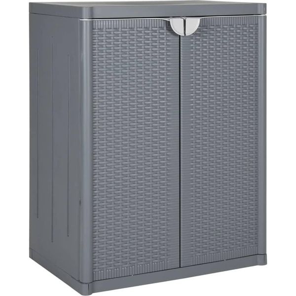 The Living Store Mobile Da Giardino Grigio 65X45X88 Cm Pp Look Rattan-image