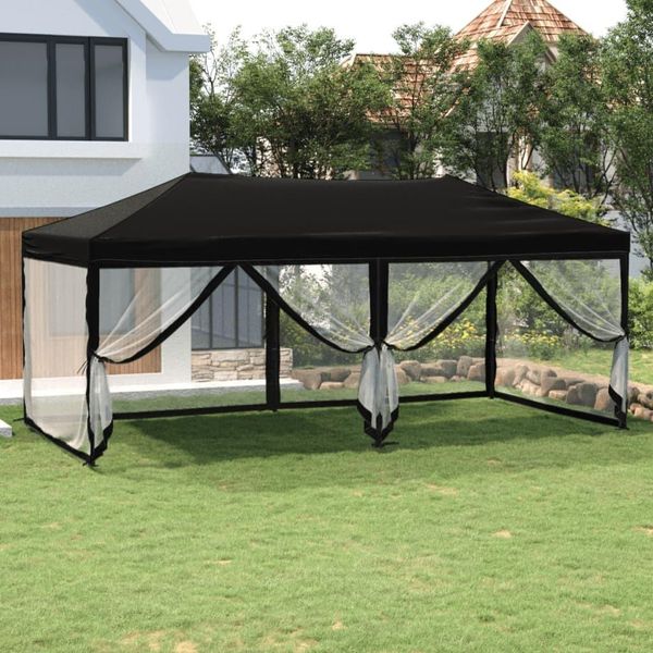 The Living Store Tenda Per Feste Pieghevole Con Pareti Laterali Nera 3X6 M-image