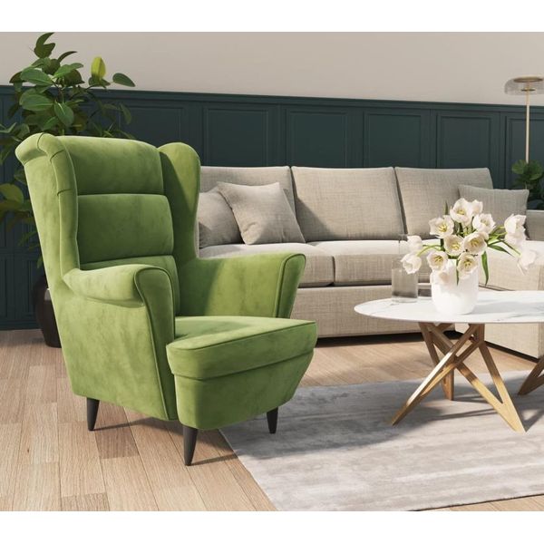The Living Store Poltrona In Velluto Verde Chiaro-image