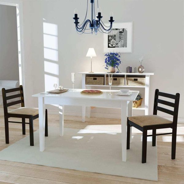 The Living Store Sedie Da Pranzo 2 Pz. Legno Massiccio Di Gomma E Velluto Marrone-image