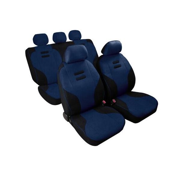 Set Coprisedili Pilota Kynox Nero+Blu Per Auto Con Copripoggiatesta-image
