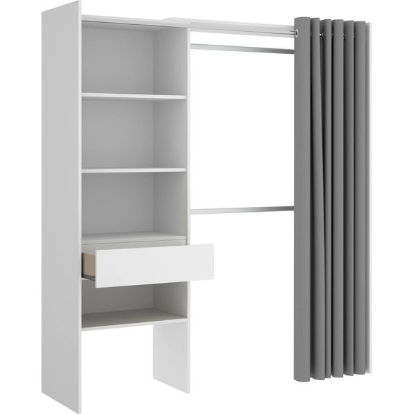 Dmora Guardaroba Grande Arim 50X205H Cm Bianco, Appendiabiti 5 Vani-image