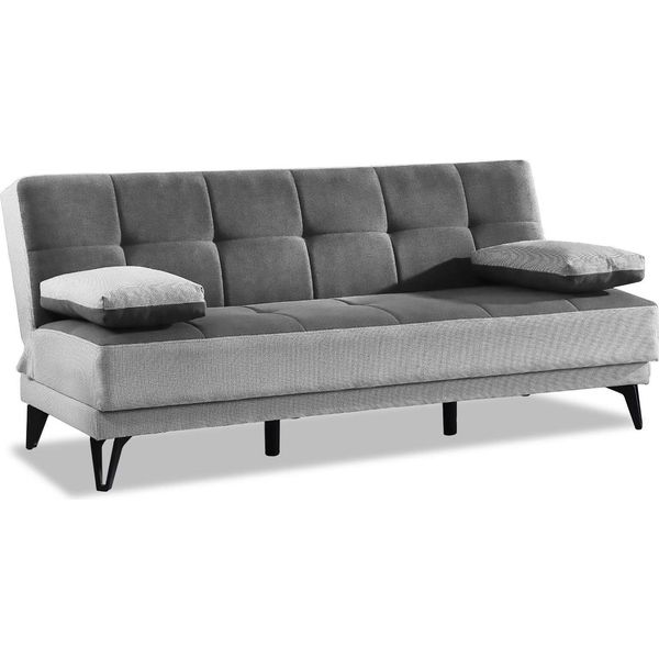 Dmora Divano Letto 3 Posti Aborigeni 87X190 Cm Nero, Di Apertura Click-Clack Reclinabile-image
