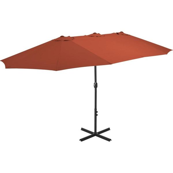 The Living Store Ombrellone Con Asta In Alluminio 460X270 Cm Rosso Terracotta-image