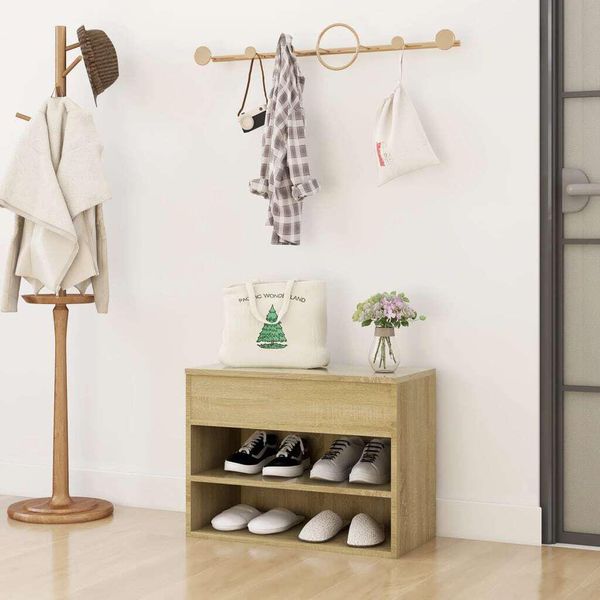 The Living Store Panca Per Scarpe In Rovere Sonoma 60X30X45 Cm Materiale In Legno-image