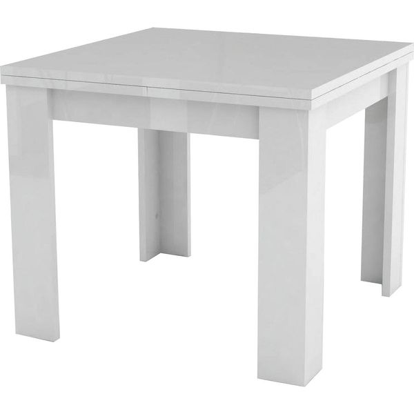 Dmora Tavolo Allungabile Airin 90X90X75H Cm Bianco Lucido, 8 Posti Allungabile Italy-image