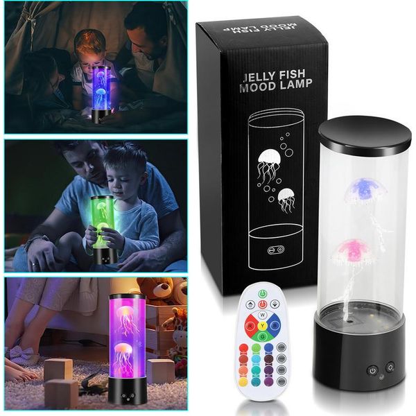 Tolletour Led Meduse Luci Notturne Decorative Rgb Luce D'atmosfera Acquario Lava Lampada Colorata Artificiale-image