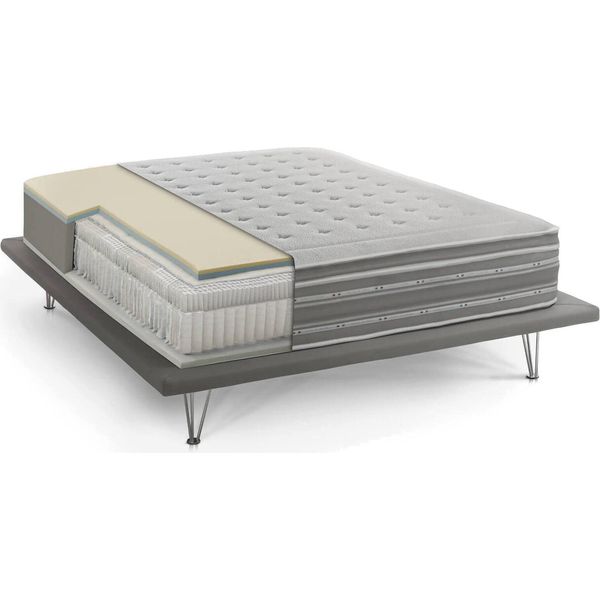 Talamo Italia Materasso Singolo Agliana 80X190X37H Cm Grigio Chiaro, Sfoderabile Misura Rete Compatibile 80X190 Cm Italy-image