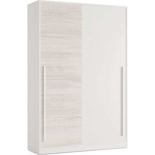 Dmora Guardaroba 2 Ante Aristode 50X200H Cm Bianco Bianco Anticato, Appendiabiti 2 Ante-image