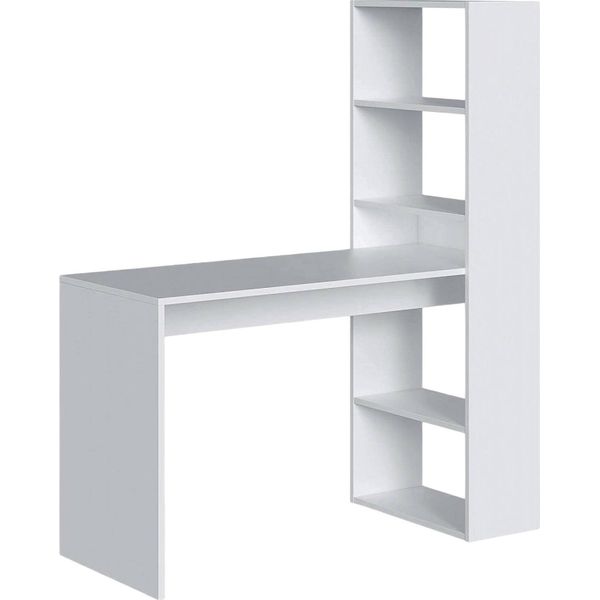 Dmora Scrivania Ali 53X120X144H Cm Bianco, Modulabile 5 Ripiani-image