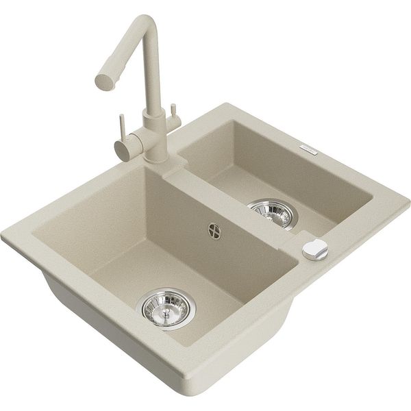 Mexen Carlos Lavello In Granito 1,5 Vaschetta Con Rubinetto Da Cucina Duero, Beige - 6518-69-671600-69-image