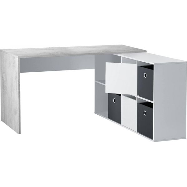 Dmora Scrivania Abby 139X136X74H Cm Bianco, Modulabile Angolare-image