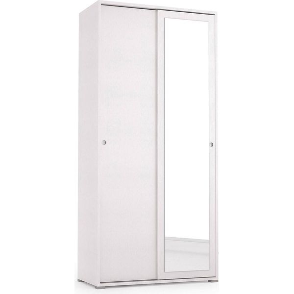 Dmora Guardaroba 2 Ante Abduhl 45X195H Cm Bianco, Appendiabiti 2 Ante Italy-image