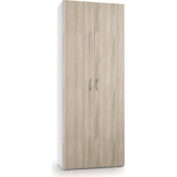 Dmora Armadio Multiuso 2 Ante Angy 37X195H Cm Marrone Olmo, 2 Ante 7 Vani Italy-image