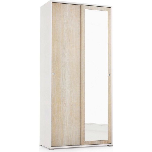 Dmora Guardaroba 2 Ante Abduhl 45X195H Cm Marrone Rovere, Appendiabiti 2 Ante Italy-image