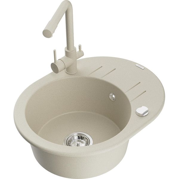 Mexen Kevin Lavello In Granito 1 Vasca Con Sgocciolatoio E Rubinetto Cucina Duero, Beige - 6517-69-671600-69-image