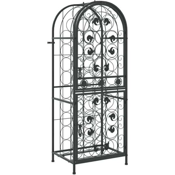 Portabottiglie Per 41 Bottiglie Nero 45X36X120 Cm In Ferro Battuto-image