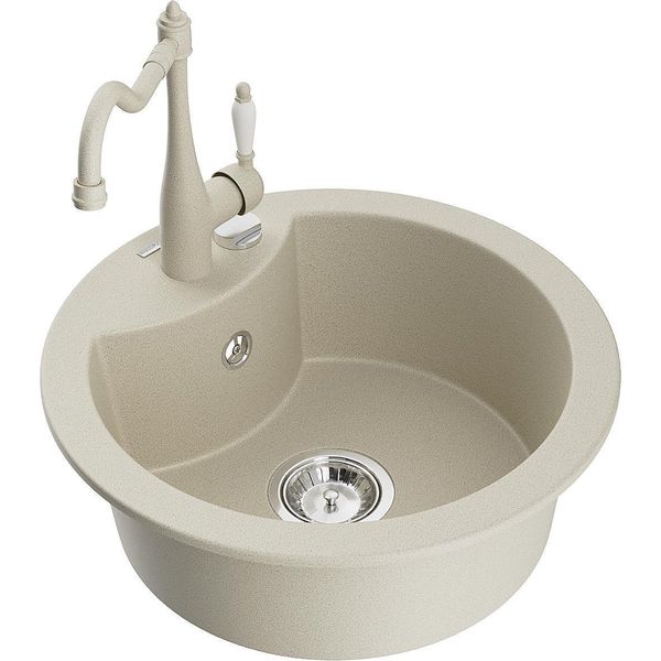 Mexen Diego Lavello In Granito A 1 Vasca Con Miscelatore Da Cucina Carla, Beige - 6512-69-670700-69-image