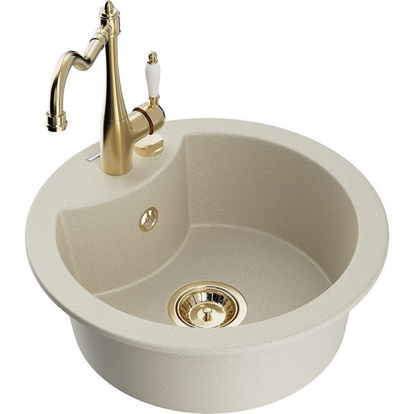 Mexen Diego Lavello Da Cucina In Granito 1 Vasca Con Miscelatore Carla, Beige - 6512-69-670700-50-image