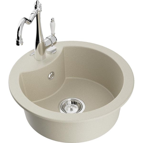 Mexen Diego Lavello In Granito A 1 Vasca Con Miscelatore Cucina Carla, Beige - 6512-69-670700-00-image