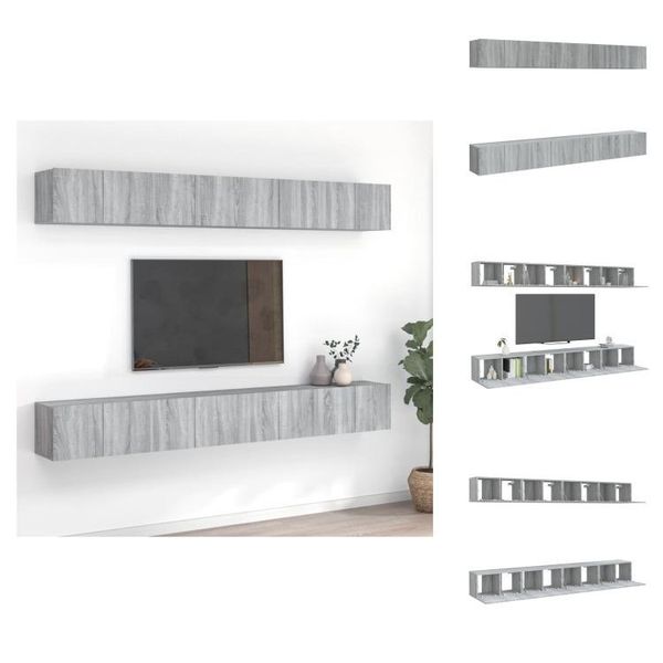 Vidaxl Set Di 8 Mobili Tv Grigio Sonoma 60X30X30 Cm In Legno - Mobili Tv-image