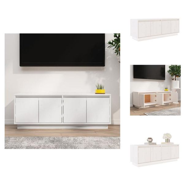 Mobile Tv Vidaxl Bianco 110X34X40 Cm In Legno Di Pino Massiccio - Mobili Tv-image