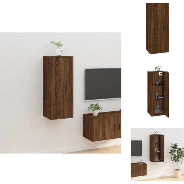 Vidaxl Mobile Tv A Parete Effetto Rovere Marrone 40X34,5X100 Cm - Mobili Tv-image