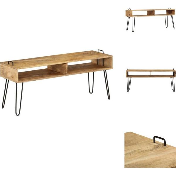 Mobile Tv Vidaxl In Legno Massiccio Di Mango 110 X 35 X 45 Cm - Mobili Tv-image