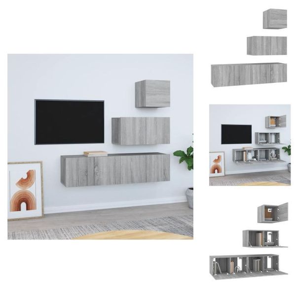 Vidaxl Set Di Mobili Tv 4 Pezzi In Legno Grigio Sonoma - Mobili Tv-image
