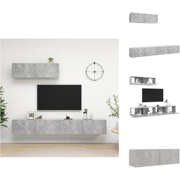 Vidaxl Mobili Tv 3 Pz. Materiale A Base Di Legno Grigio Cemento - Mobili Tv-image