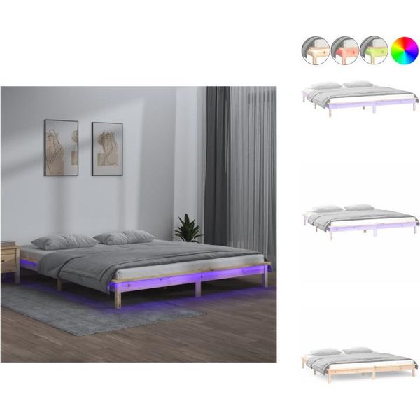 Vidaxl Letto In Legno Massiccio Con Led 150X200 Cm - Letti E Strutture Letto-image