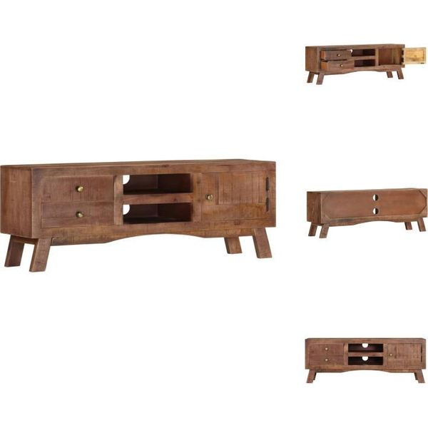 Vidaxl Mobile Tv 110X30X40 Cm Legno Di Mango Grezzo - Mobili Tv-image