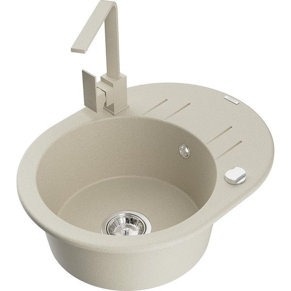 Mexen Kevin Lavello In Granito 1-Vasca Con Scolapiatti E Rubinetto Da Cucina Rita, Beige - 6517-69-670300-69-image