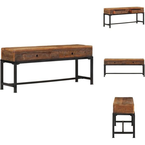 Mobile Tv Vidaxl 110X30X46 Cm In Legno Massiccio Antico - Mobili Tv-image