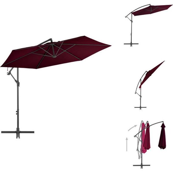 Vidaxl Ombrello Ampel Con Palo In Alluminio Rosso Bordeaux 300 Cm - Ombrelloni E Tende Da Sole-image