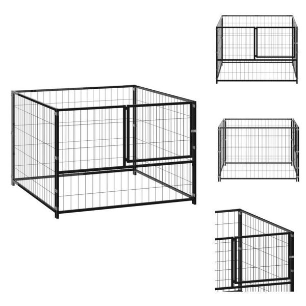 Vidaxl Cuccia Per Cani Nera 100X100X70 Cm In Acciaio - Cucce E Recinti Per Cani-image