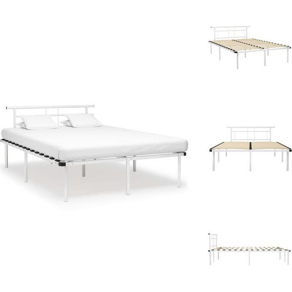 Vidaxl Struttura Letto In Metallo Bianco 140X200 Cm - Letti E Strutture Letto-image