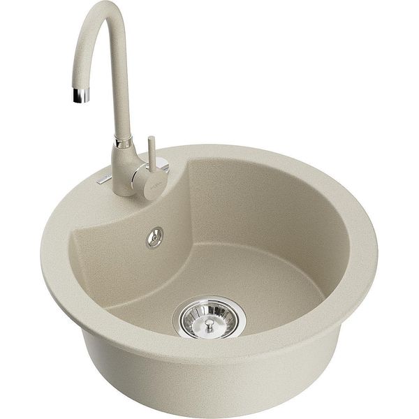 Mexen Diego Lavello In Granito 1-Vasca Con Miscelatore Cucina Telma, Beige - 6512-69-670200-69-image